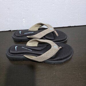 Nike Comfort Footbed Beige Black Women's Slides Thong Sandals 11/ EUR 43